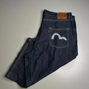 Evisu Genes Japan Denim Jeans Men’s Size 44 (41W) Dark Indigo Embroidered Pocket